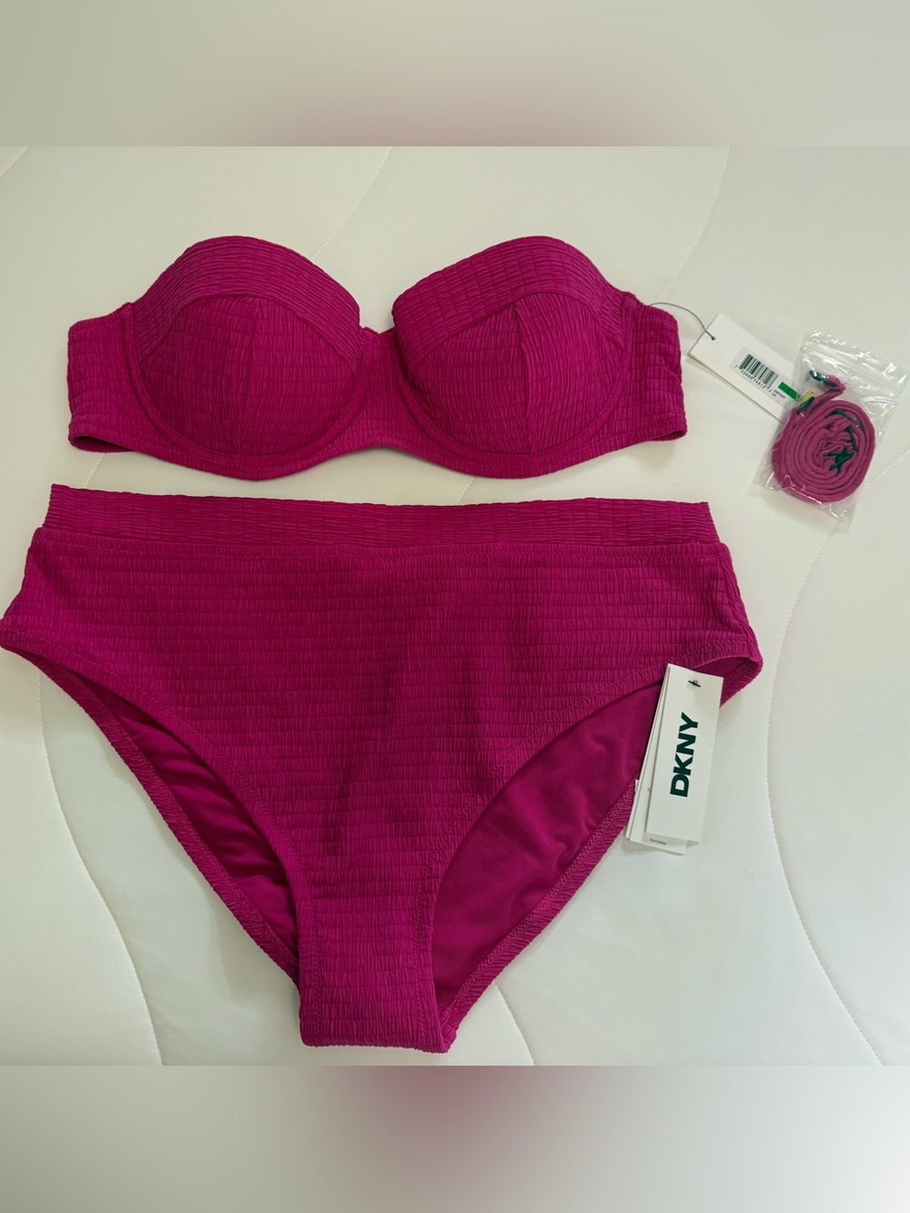 DKNY Women’s Strapless Bikini Set in Deep Fuchsia